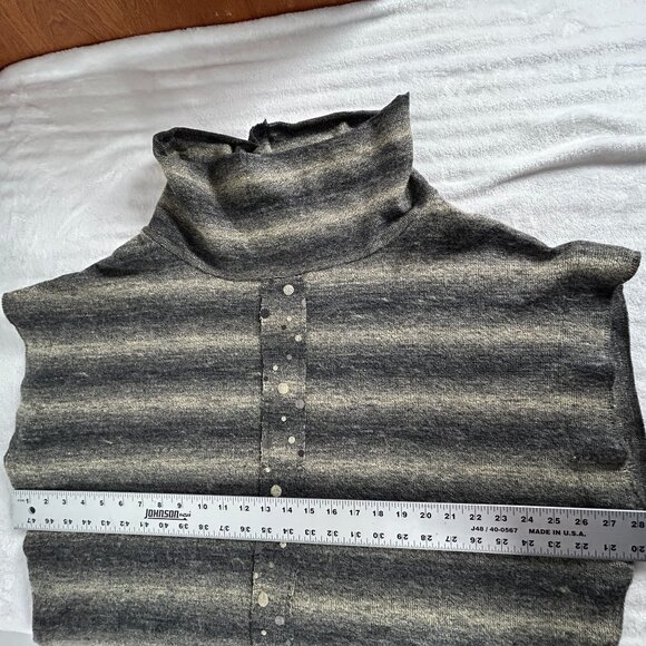 Gershon Bram Womens Striped Knit Poncho Pullover Sweater Cowl Neck Small Gray - Picture 7 of 8